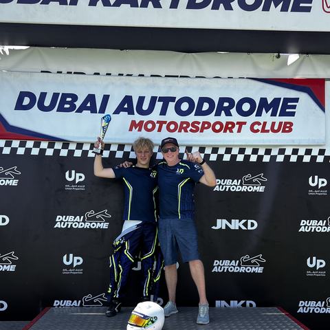 Damian and Vitali celebrating P2 on the podium